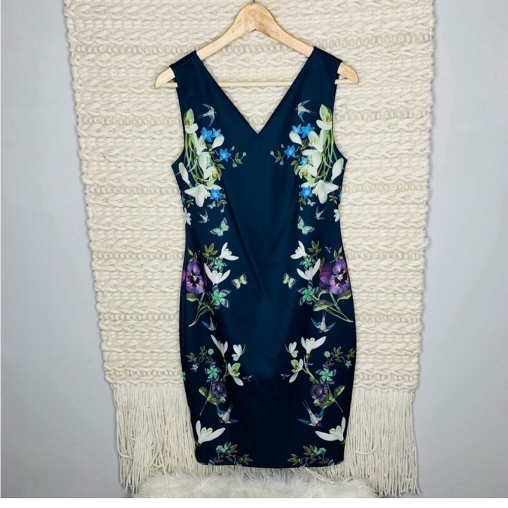 Ted Baker Dress Blue Katiey Spring Meadows Double v neck dress